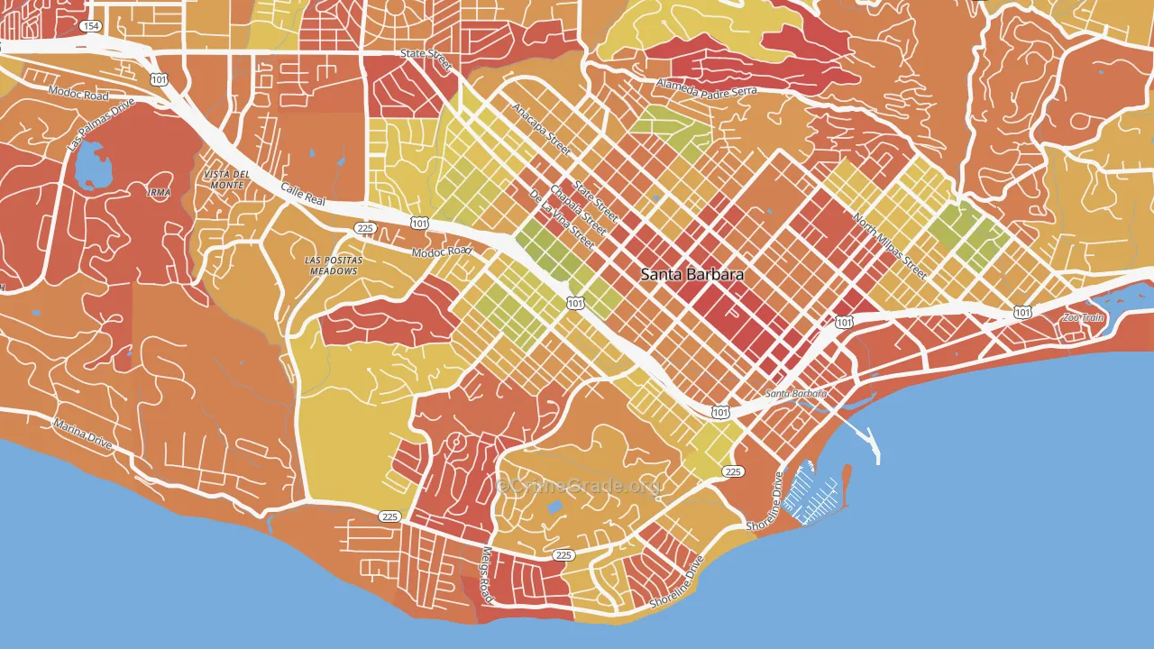 Westside-Santa Barbara, Santa Barbara, CA Map of Arson Rates