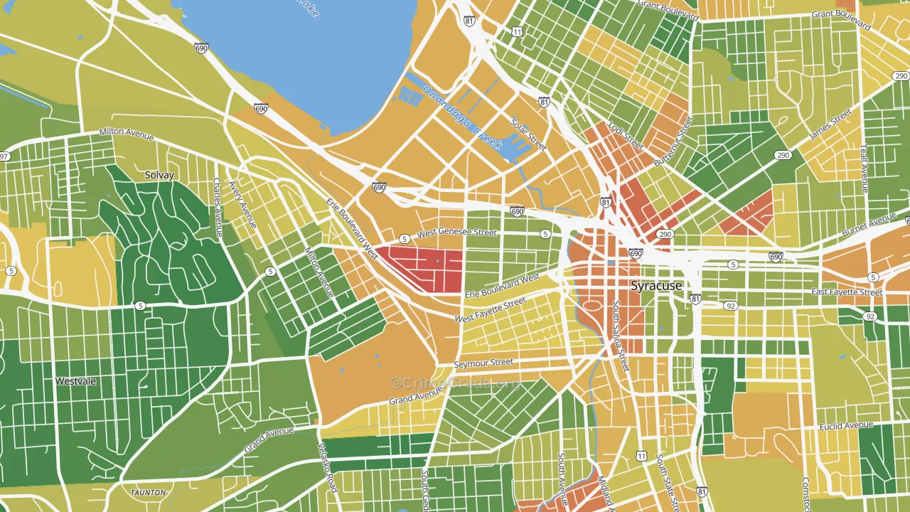 Westside, Syracuse, NY Map of Arson Rates