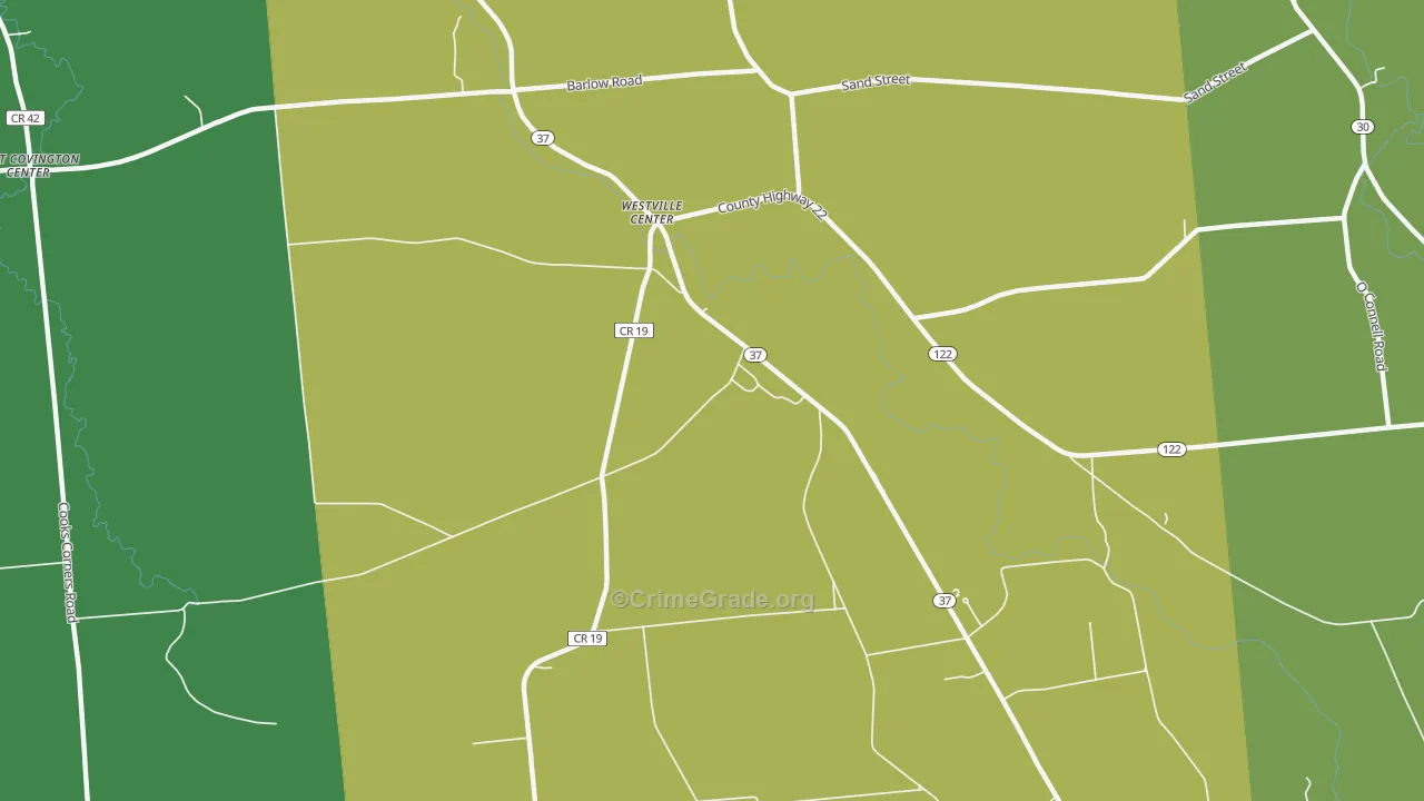 Westville Center, NY Map of Arson Rates