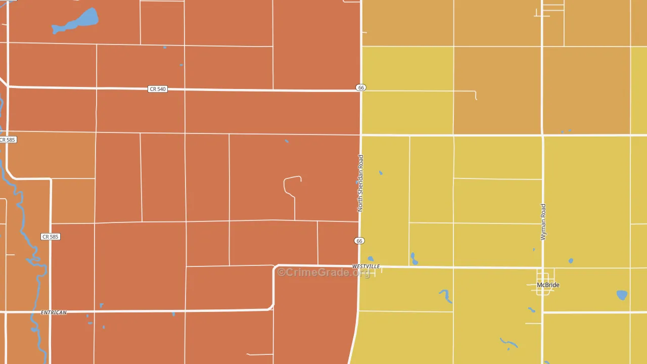 Westville, MI Map of Arson Rates