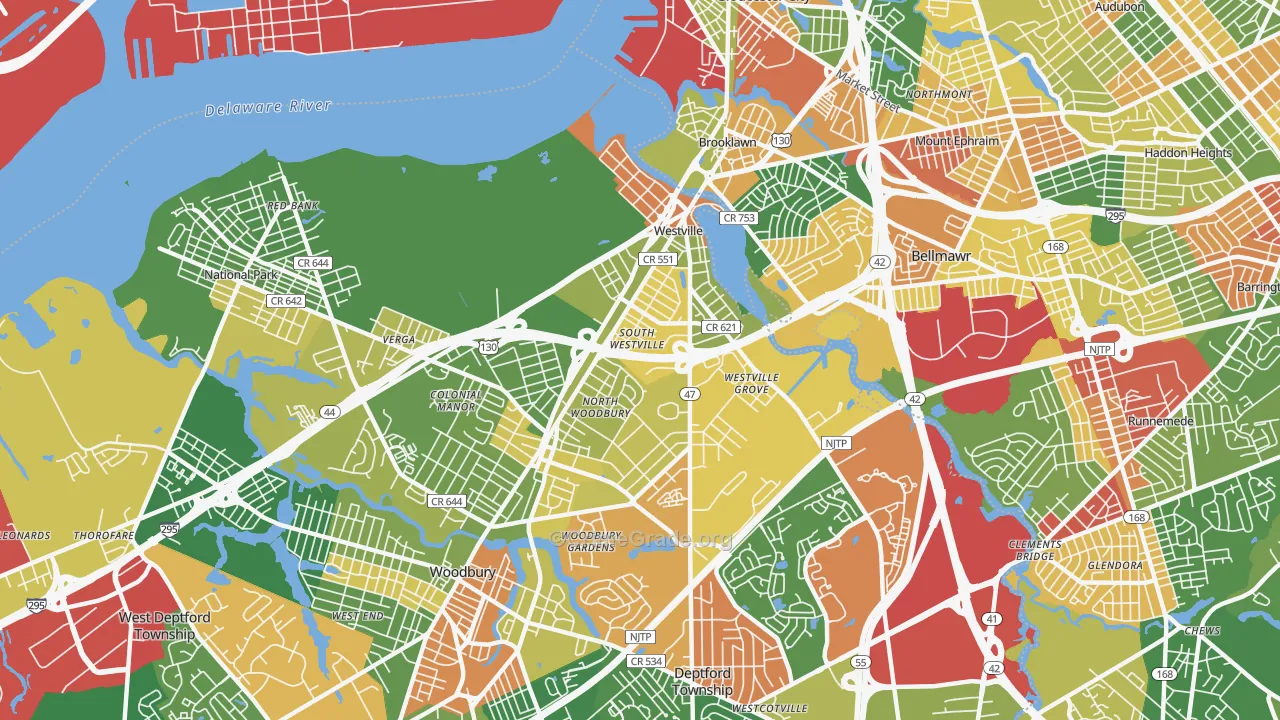 Westville, NJ Map of Arson Rates