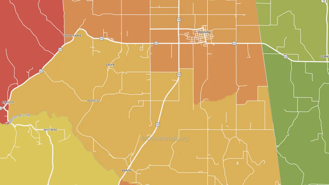 Westville, OK Map of Arson Rates