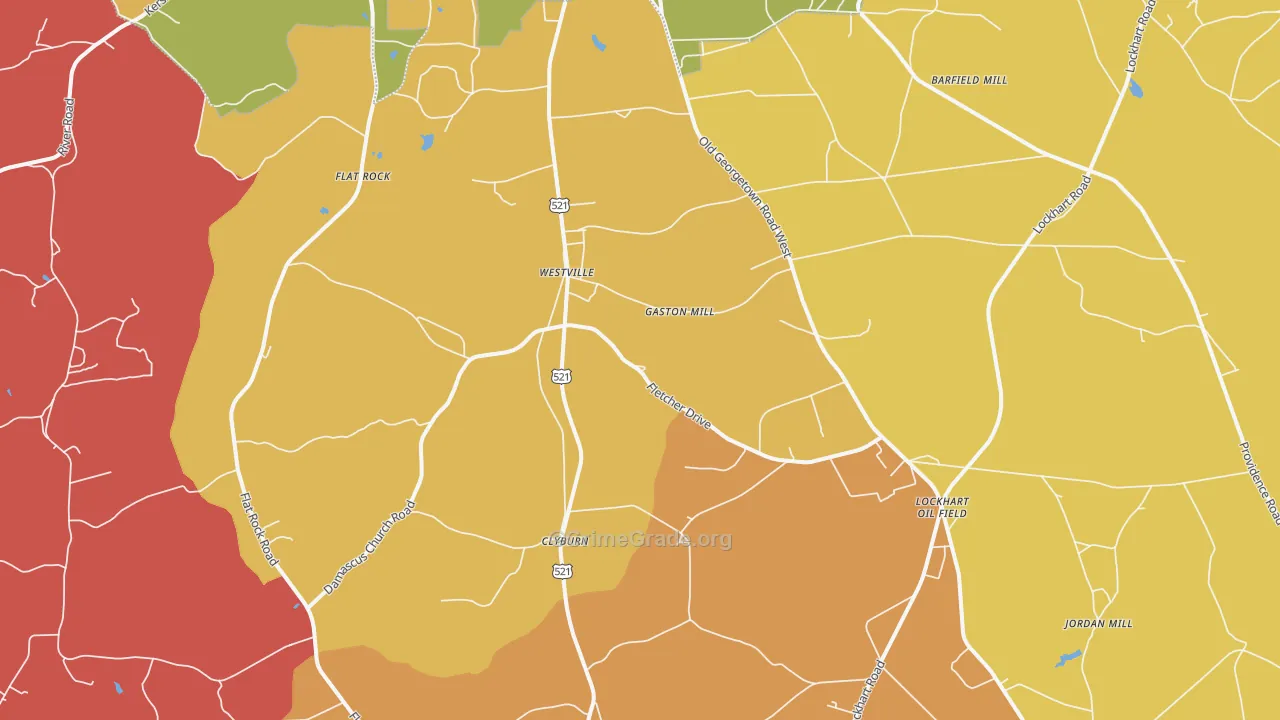 Westville, SC Map of Arson Rates