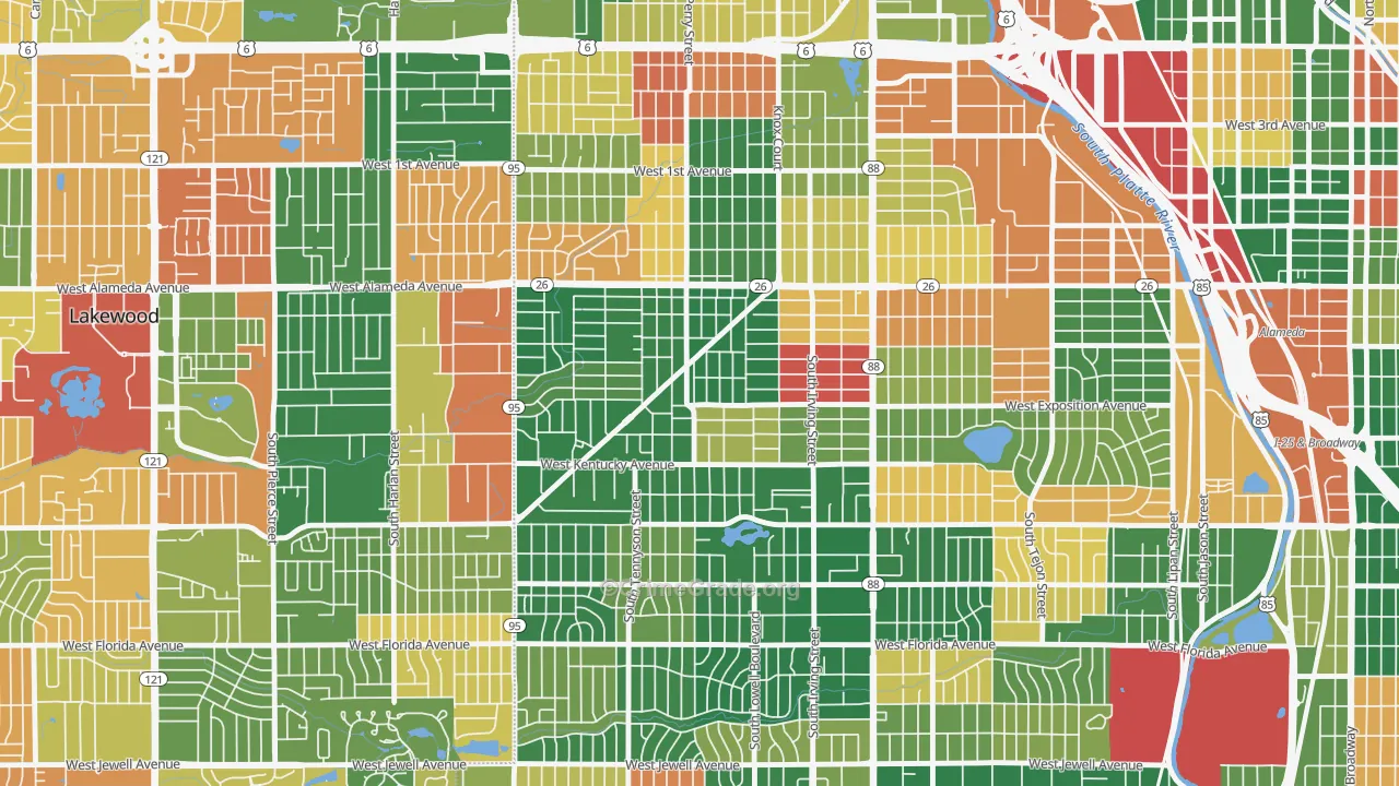 Westwood, Denver, CO Map of Arson Rates