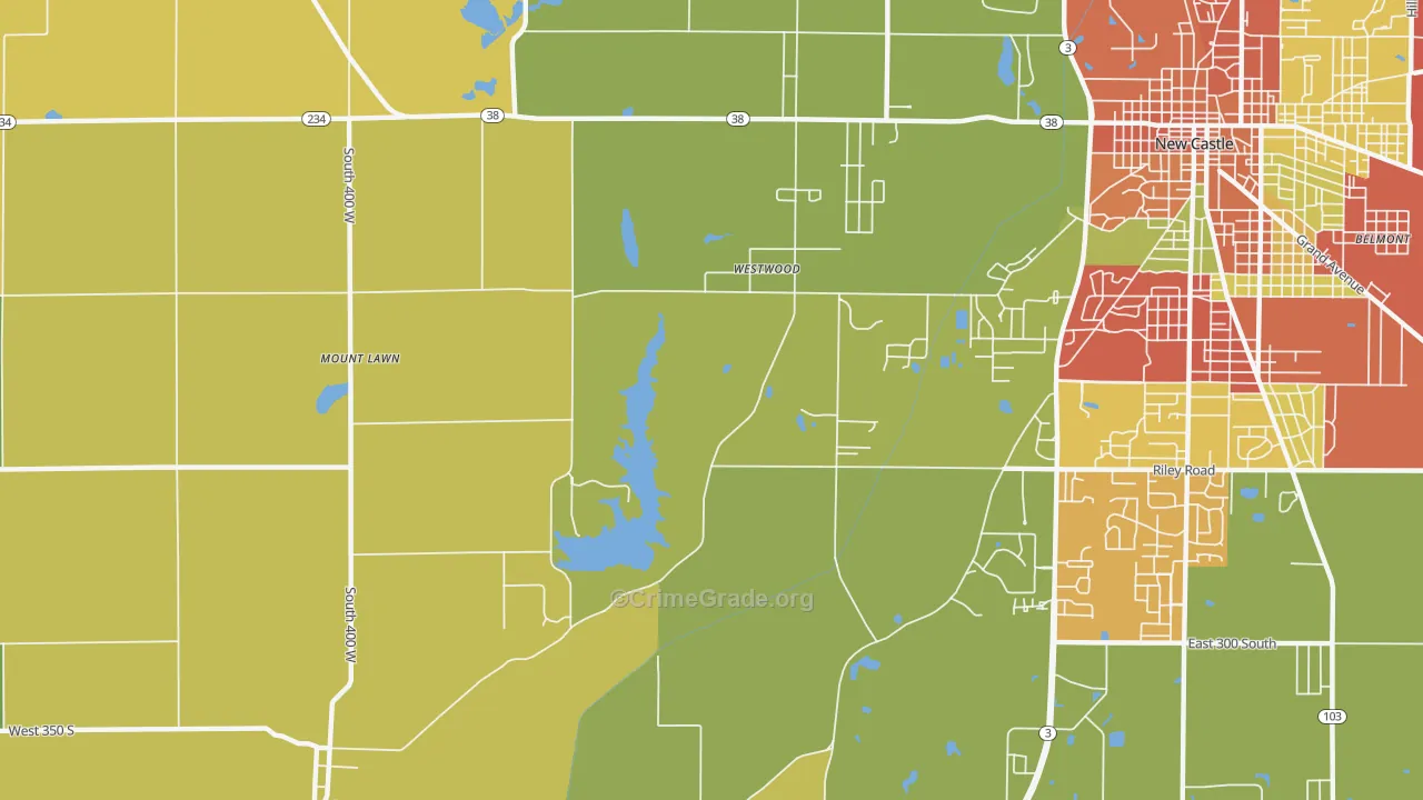 Westwood, IN Map of Arson Rates
