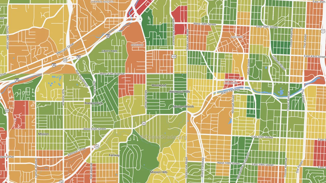Westwood, KS Map of Arson Rates