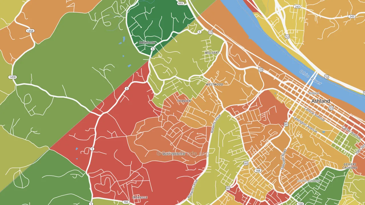Westwood, KY Map of Arson Rates