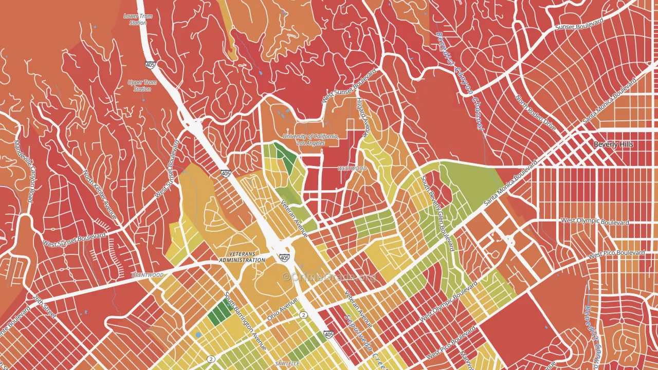 Westwood, Los Angeles, CA Map of Arson Rates