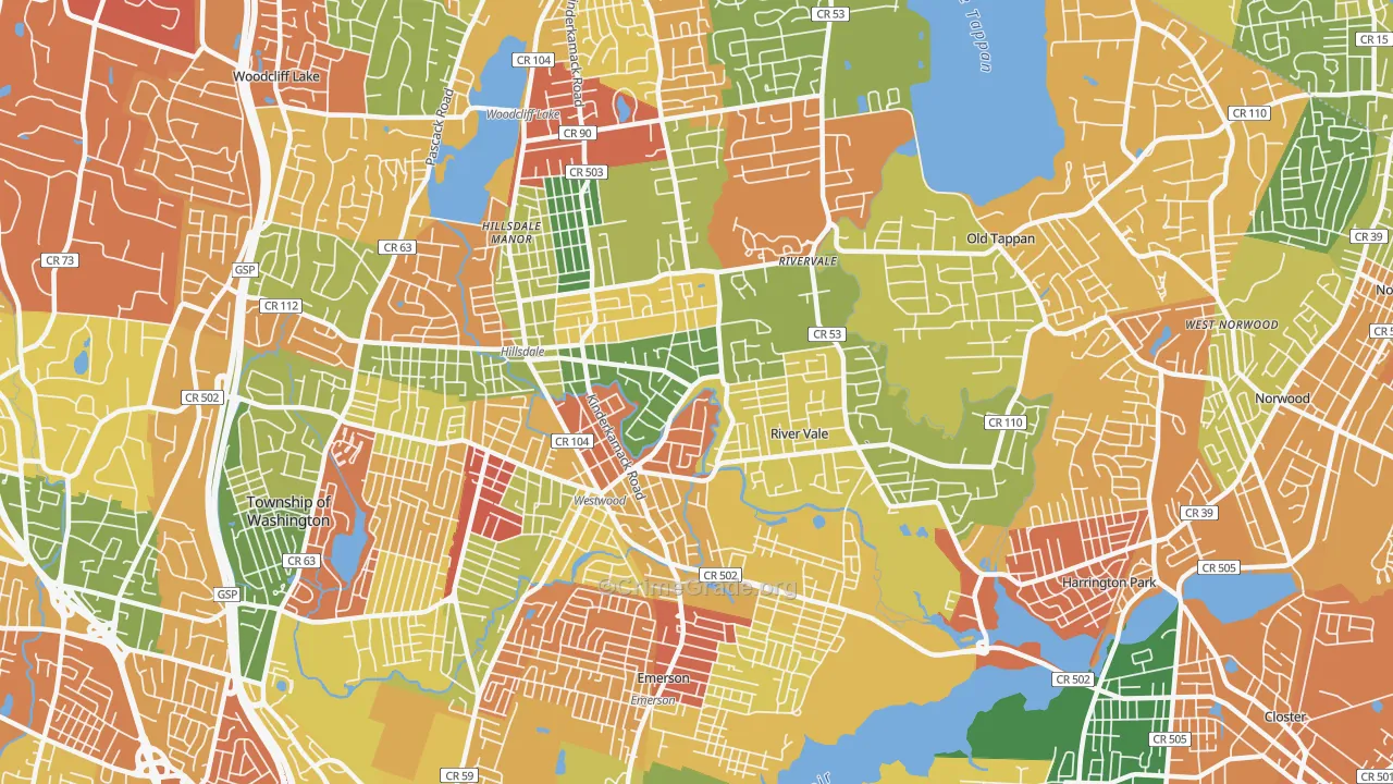 Westwood, NJ Map of Arson Rates