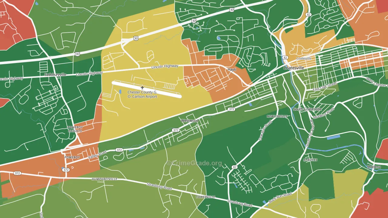Westwood, PA Map of Arson Rates
