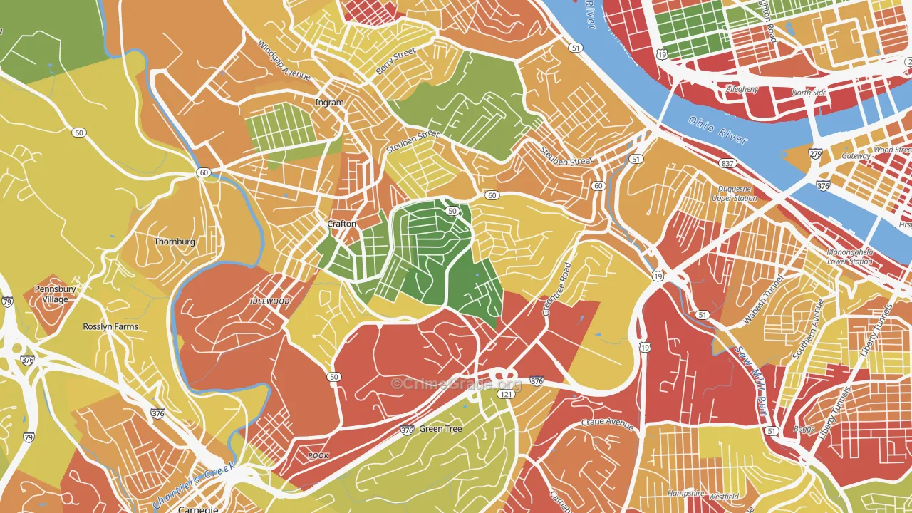 Westwood, Pittsburgh, PA Map of Arson Rates