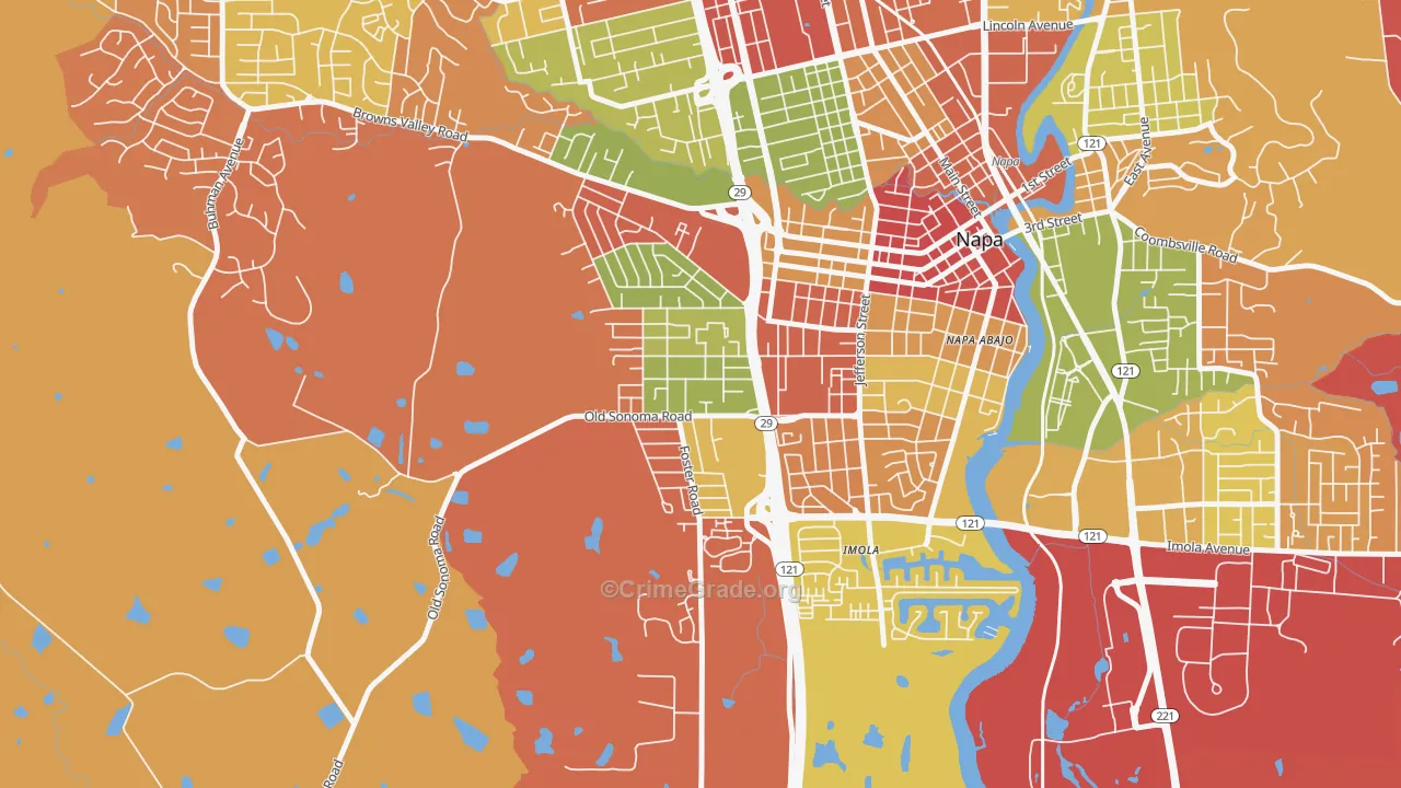 Westwood-San Francisco, Napa, CA Map of Arson Rates