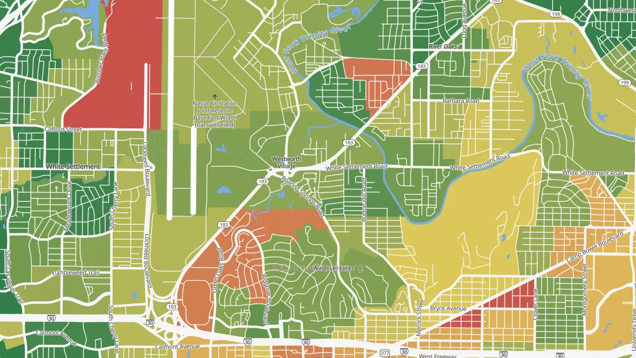 Westworth Village, TX Map of Arson Rates