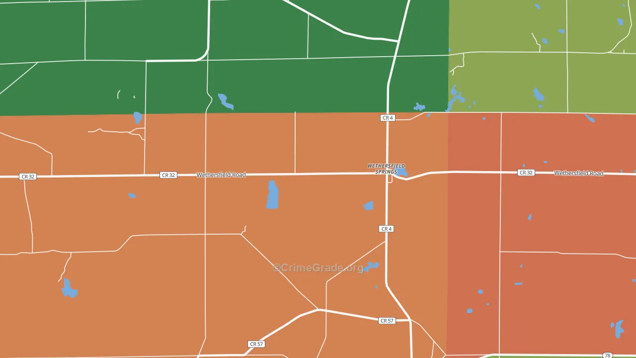 Wethersfield Springs, NY Map of Arson Rates
