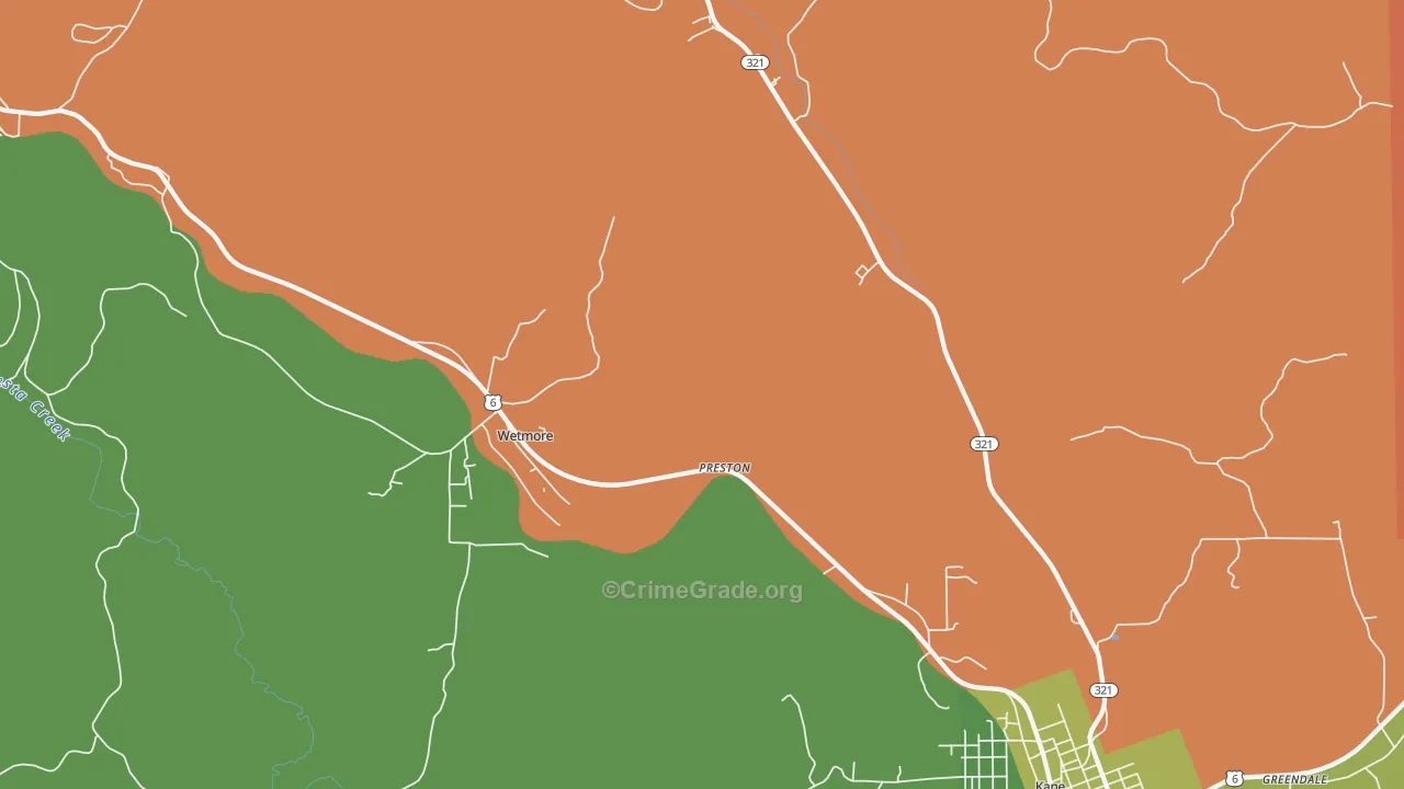 Wetmore, PA Map of Arson Rates