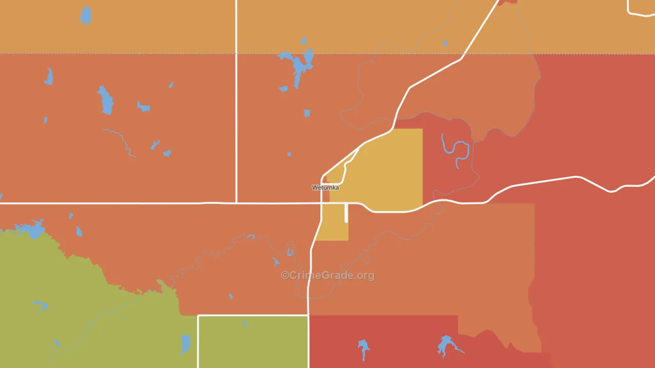 Wetumka, OK Map of Arson Rates