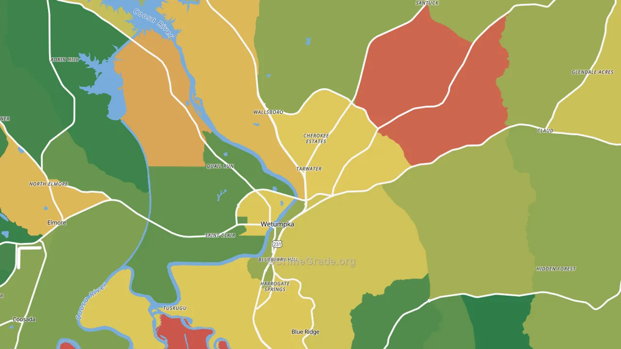 Wetumpka, AL Map of Arson Rates