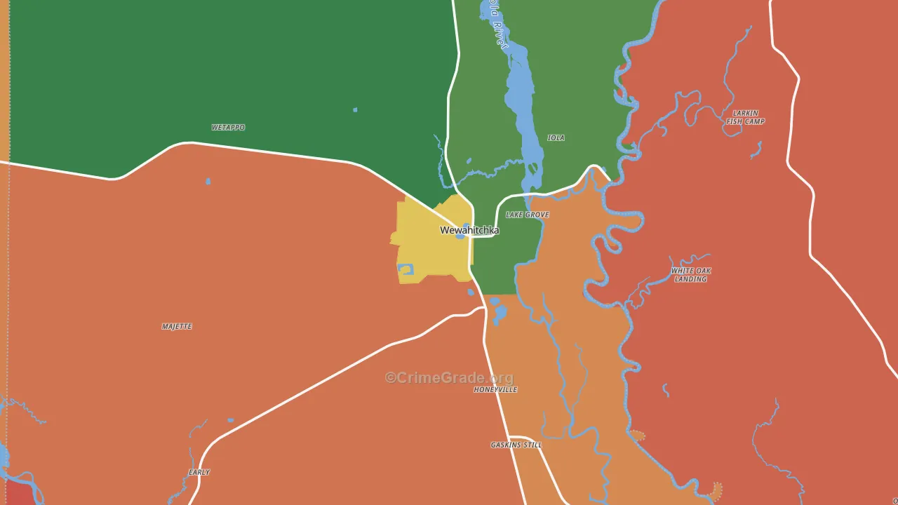 Wewahitchka, FL Map of Arson Rates