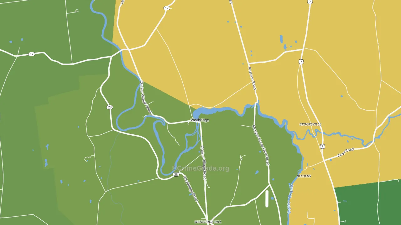 Weybridge, VT Map of Arson Rates