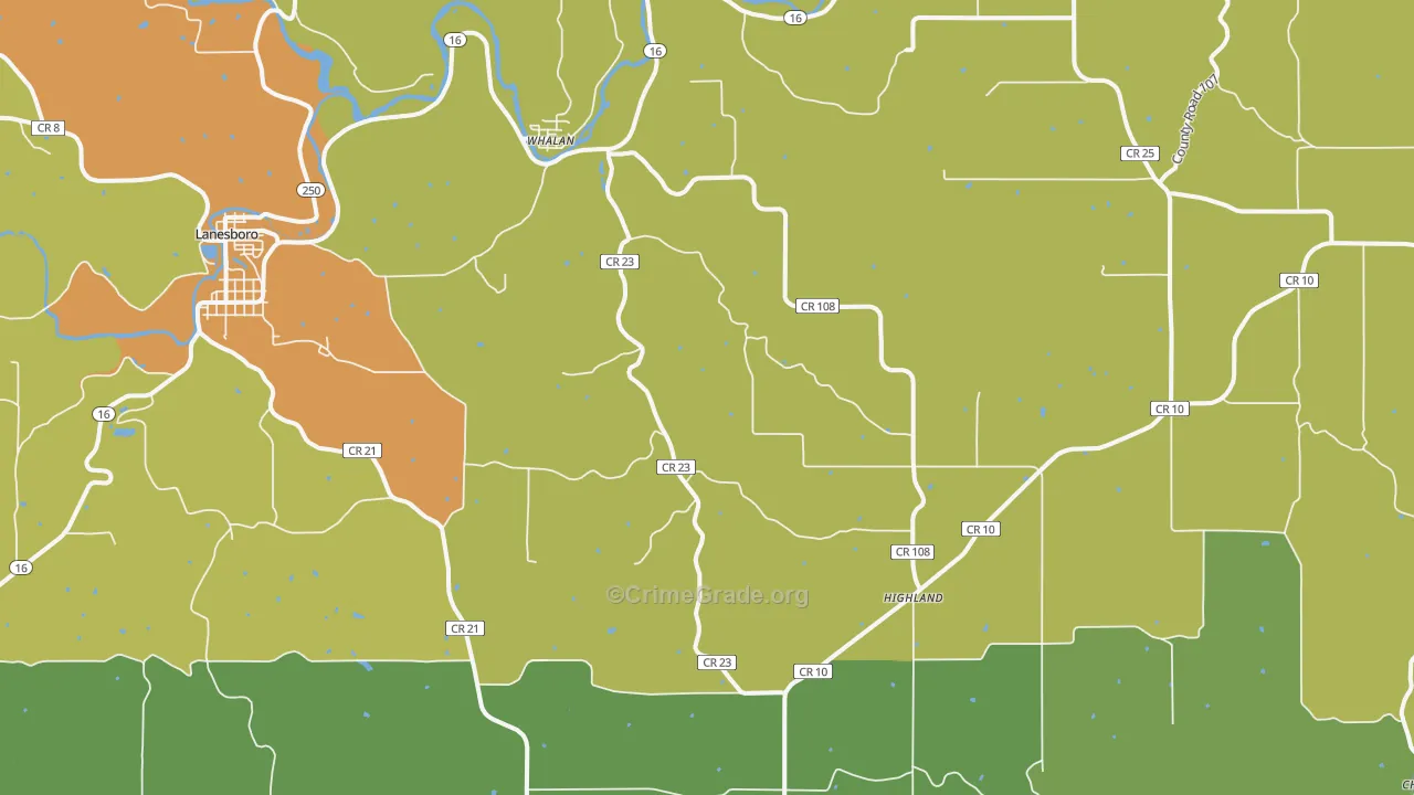 Whalan, MN Map of Arson Rates