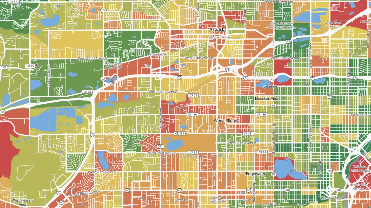 Wheat Ridge, CO Map of Arson Rates