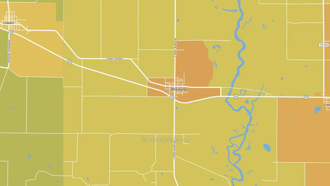 Wheatland, IA Map of Arson Rates