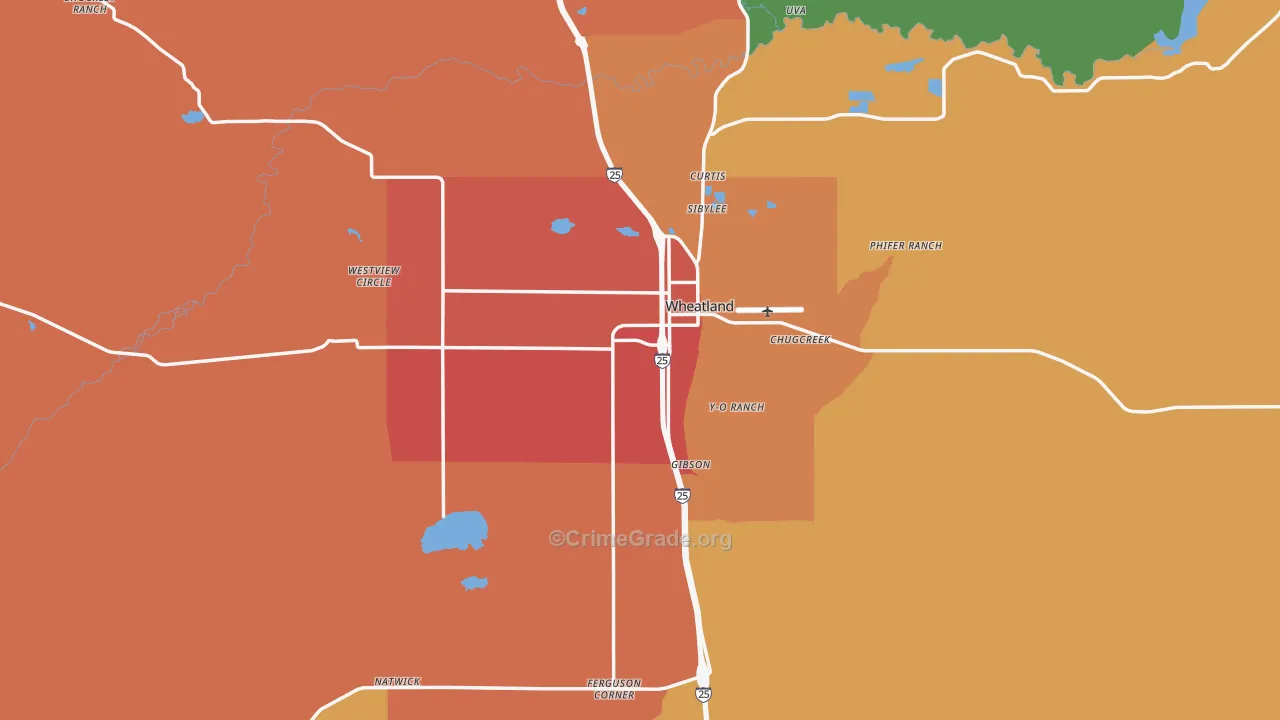 Wheatland, WY Map of Arson Rates