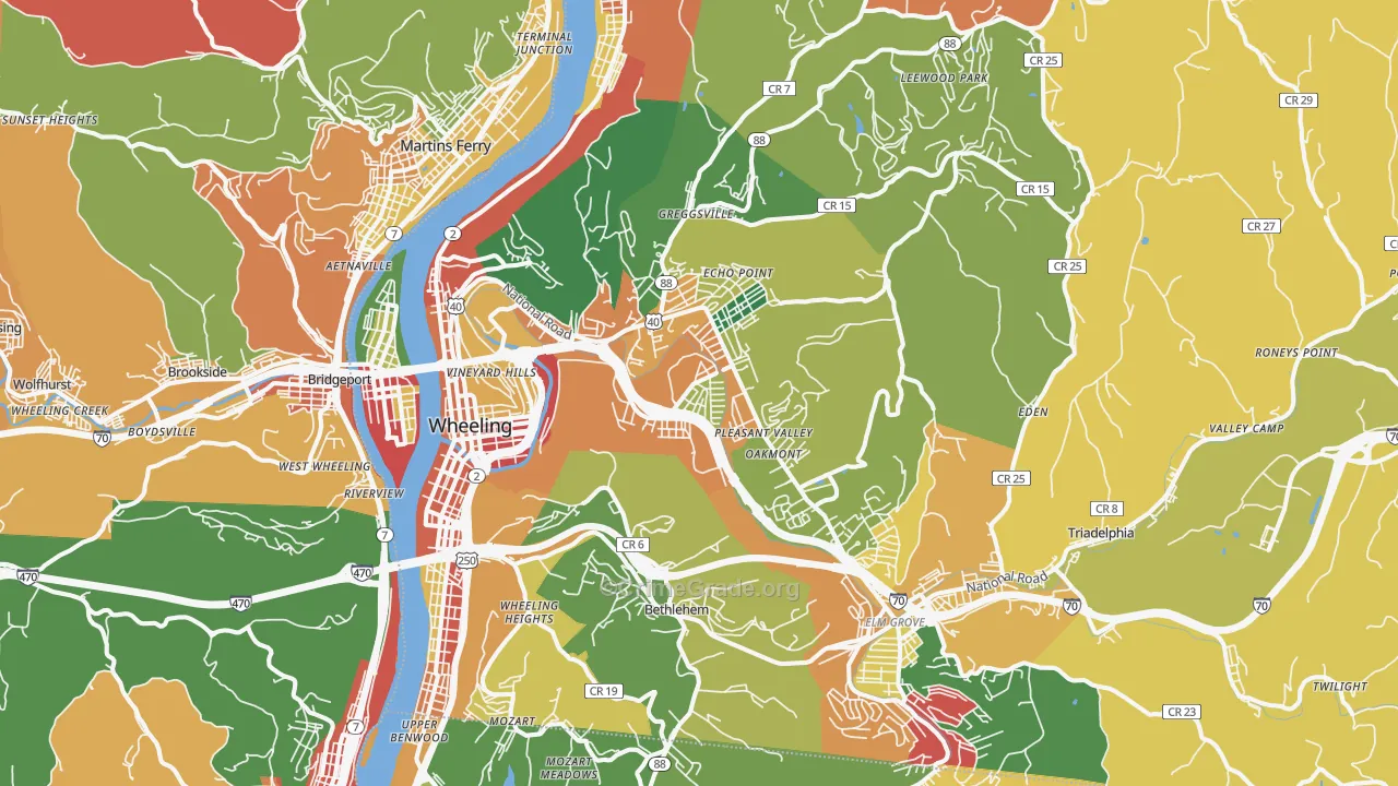 Wheeling, WV Map of Arson Rates