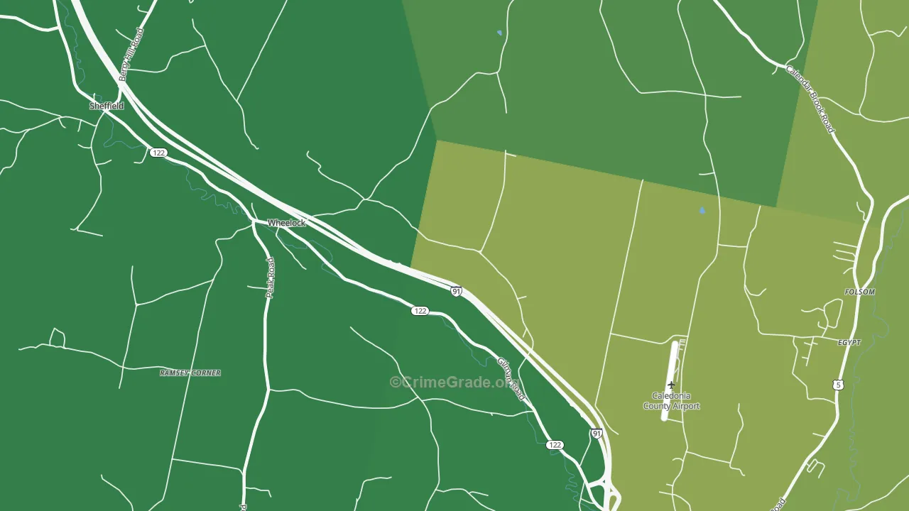 Wheelock, VT Map of Arson Rates