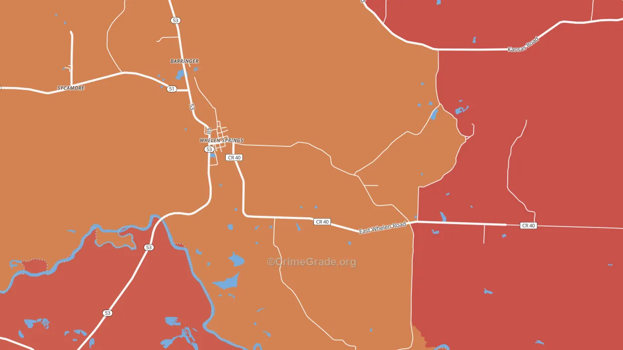 Whelen Springs, AR Map of Arson Rates
