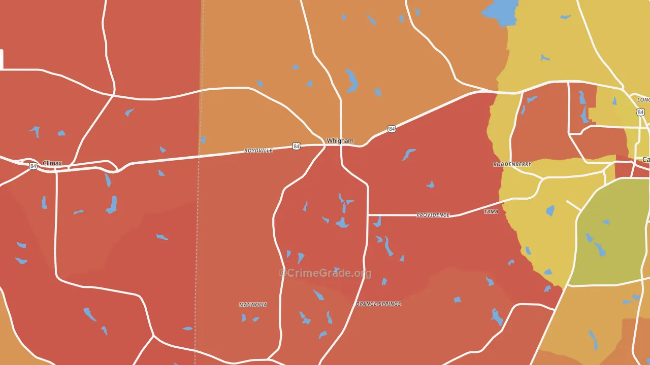 Whigham, GA Map of Arson Rates