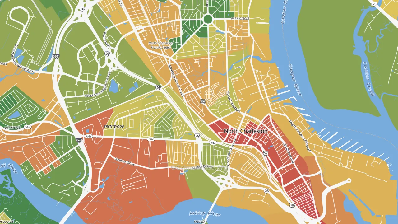 Whipper Barnoy, North Charleston, SC Map of Arson Rates
