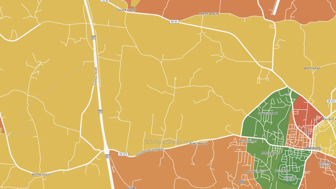 White Acres, TN Map of Arson Rates