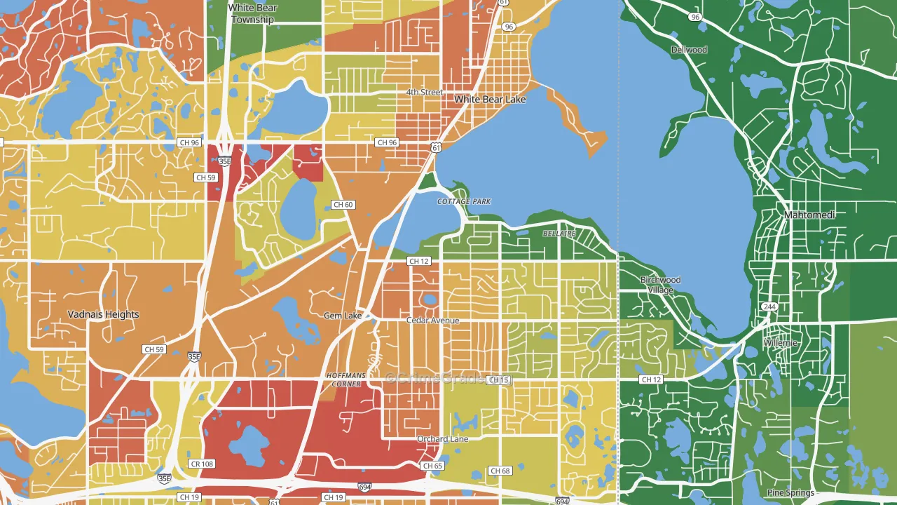 White Bear Lake, MN Map of Arson Rates