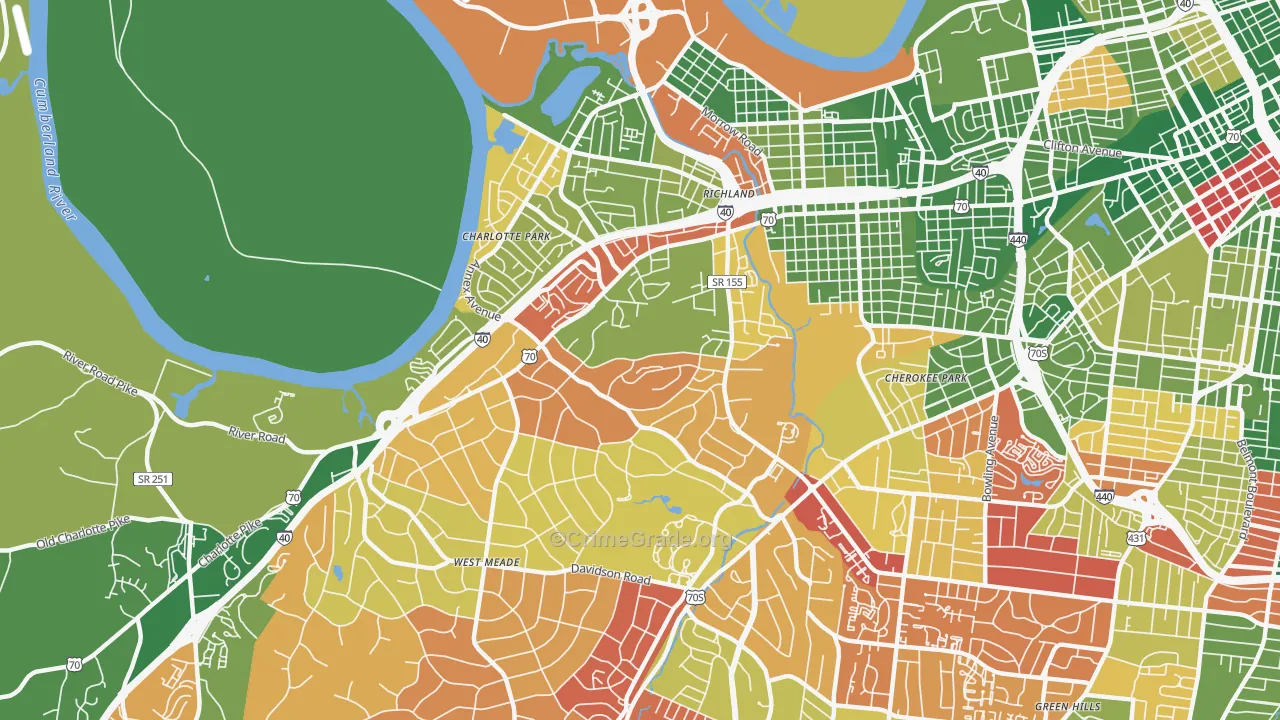 White Bridge, Nashville, TN Map of Arson Rates