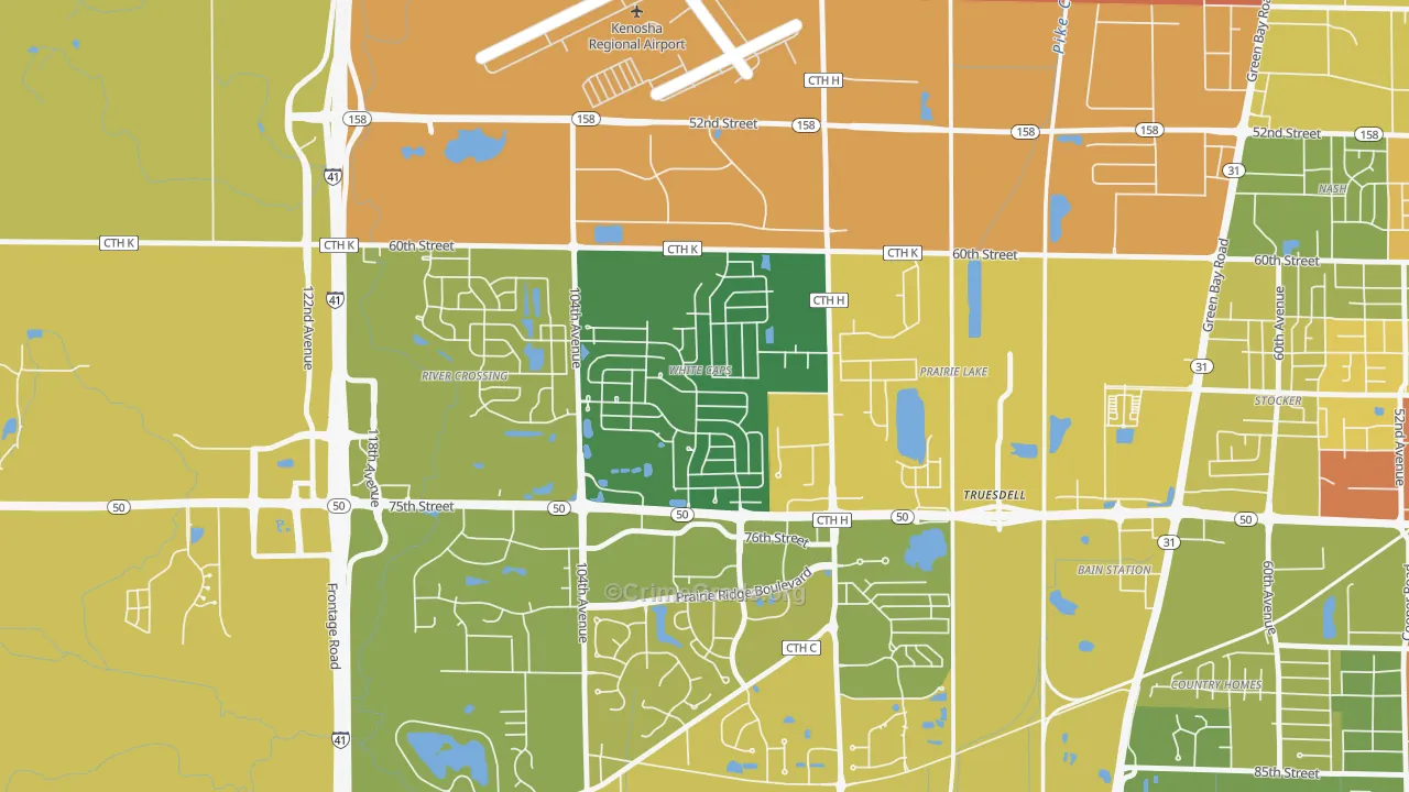 White Caps, Kenosha, WI Map of Arson Rates