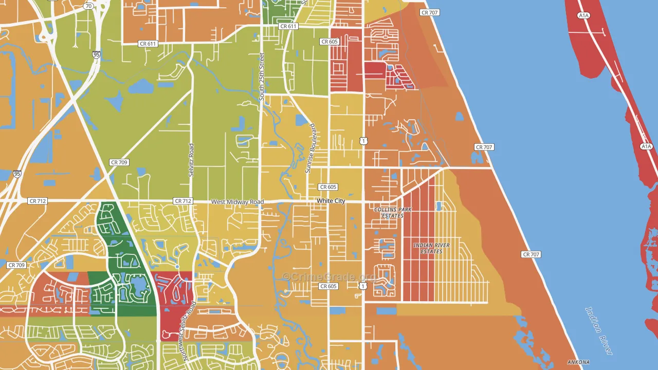 White City, Fort Pierce, FL Map of Arson Rates