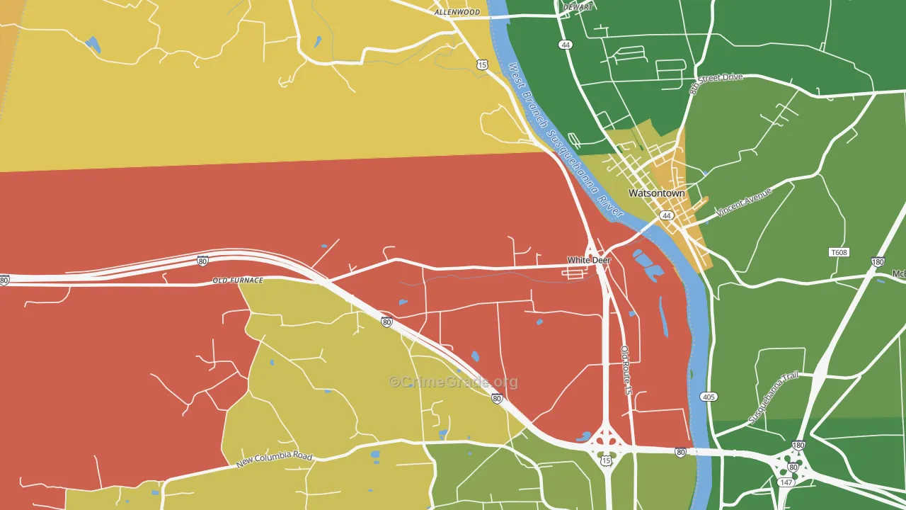 White Deer, PA Map of Arson Rates