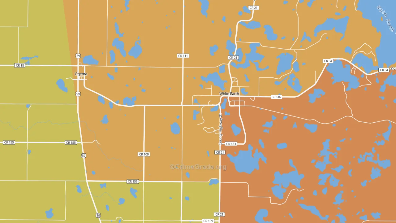 White Earth, MN Map of Arson Rates