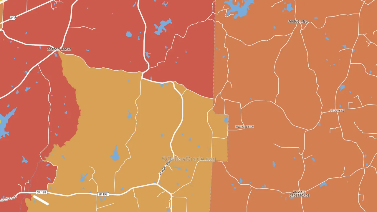 White Fern, TN Map of Arson Rates