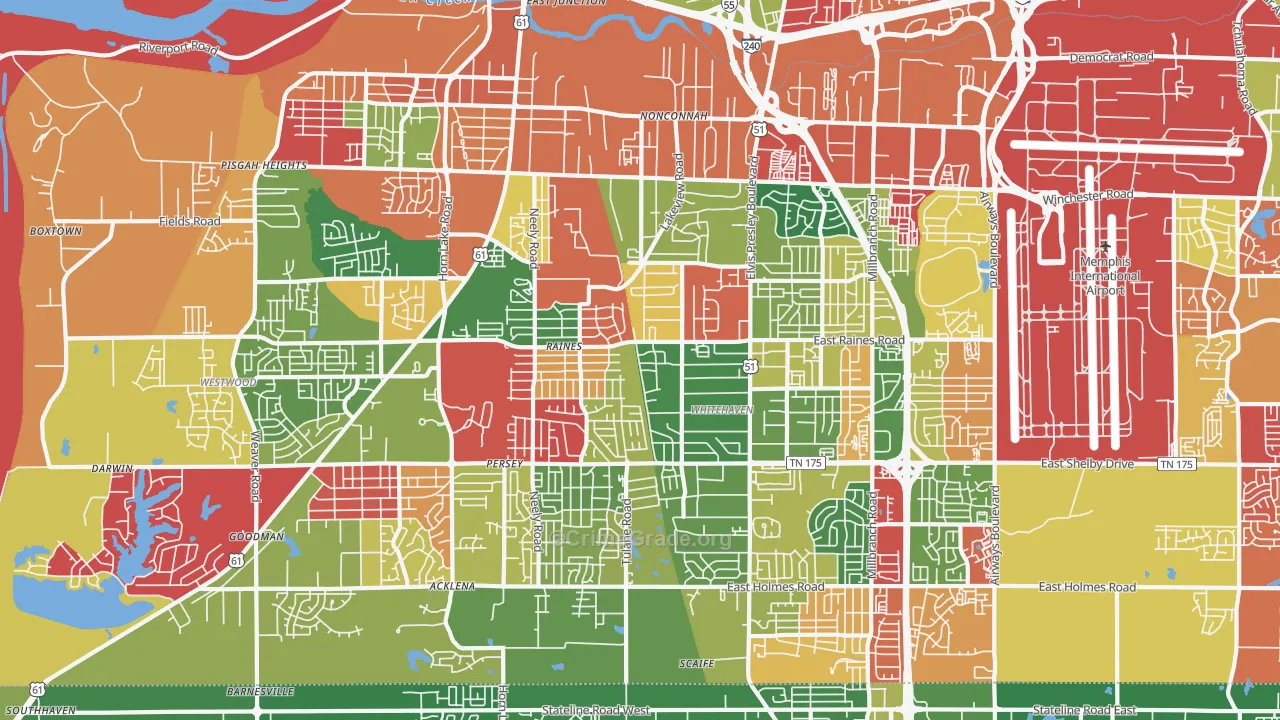 White Haven-Coro Lake, Memphis, TN Map of Arson Rates