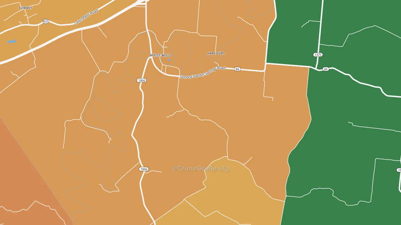 White Mills, KY Map of Arson Rates