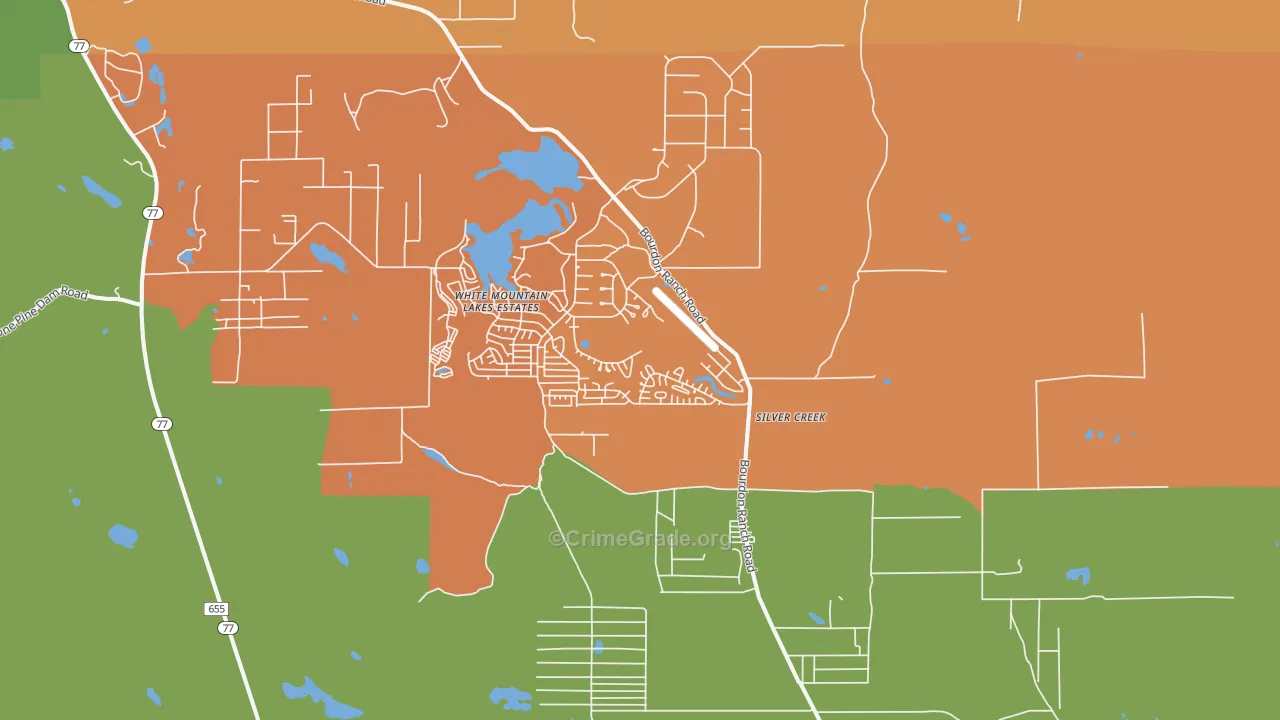 White Mountain Lake, AZ Map of Arson Rates