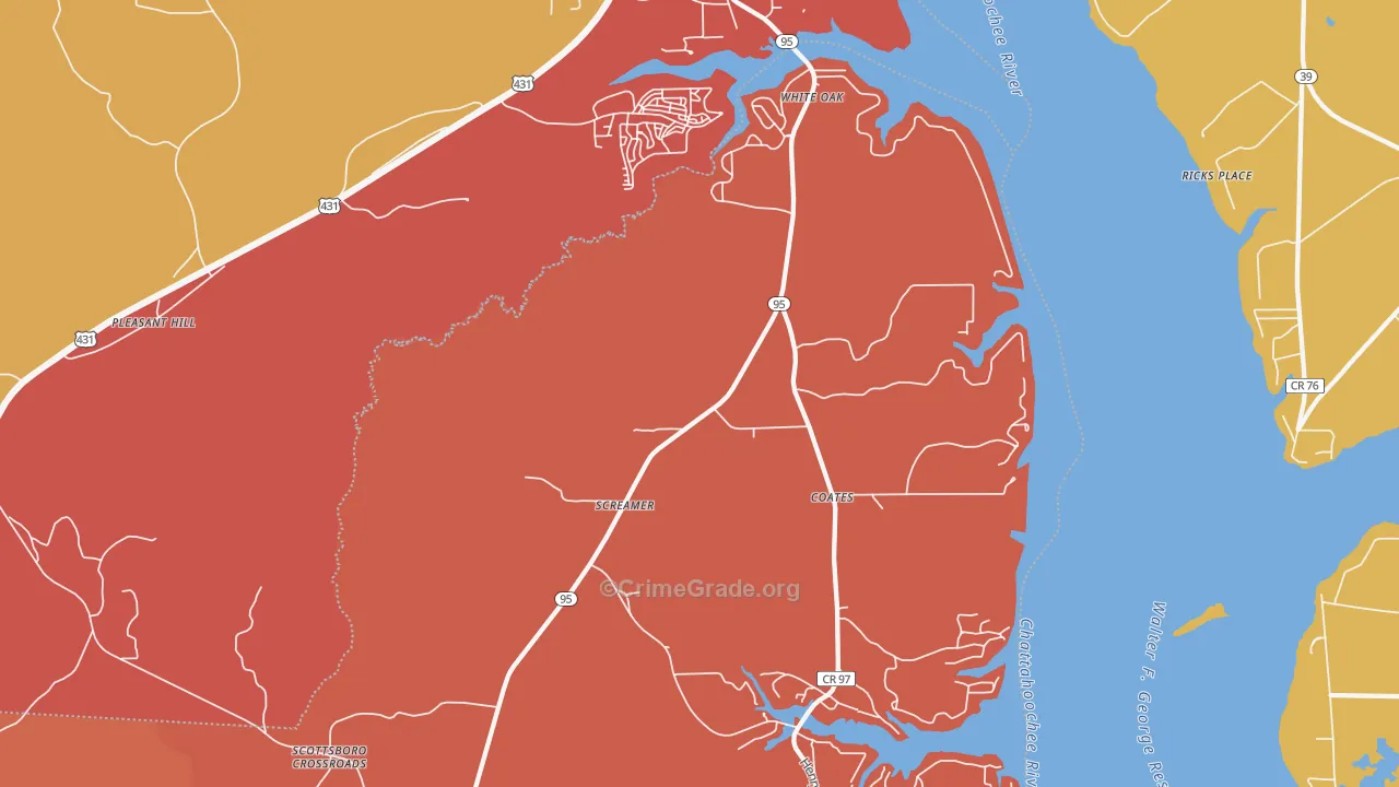 White Oak, AL Map of Arson Rates