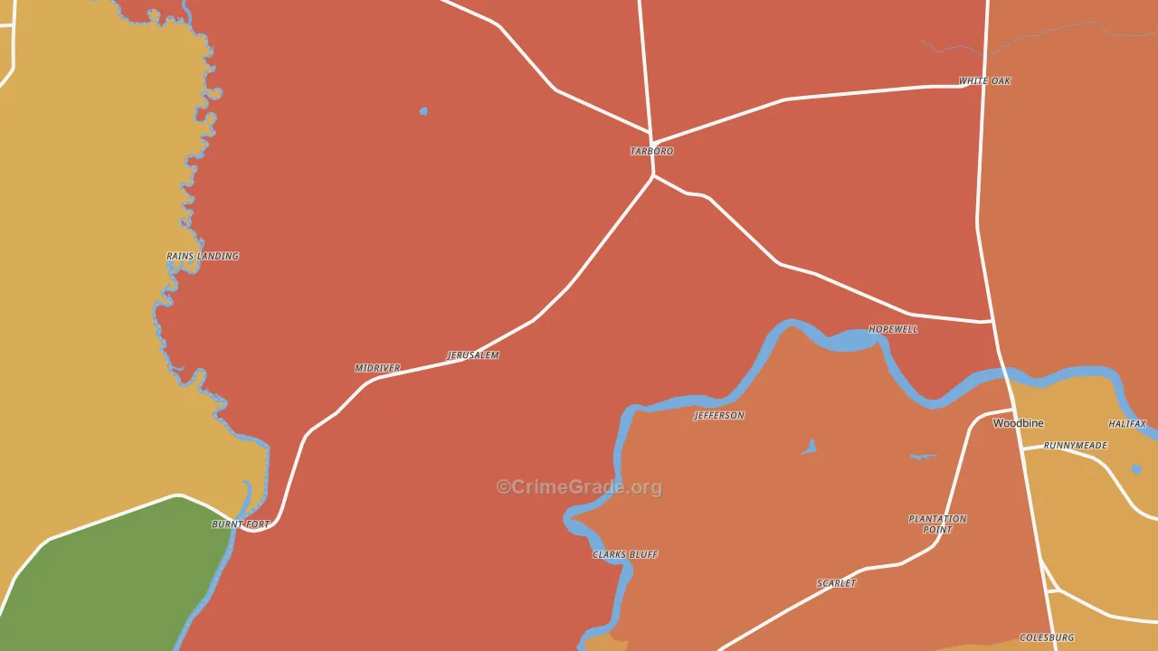 White Oak, GA Map of Arson Rates