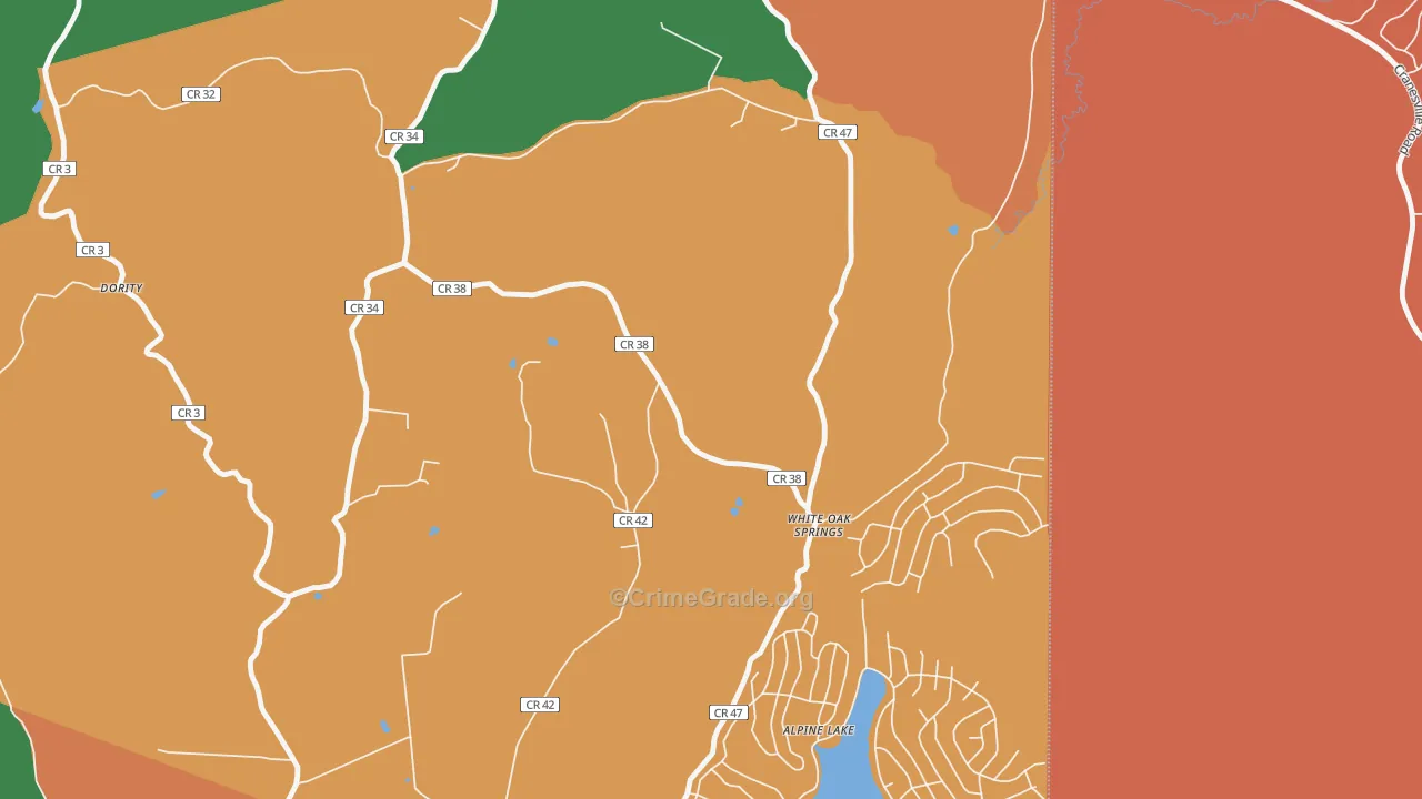 White Oak Springs, WV Map of Arson Rates