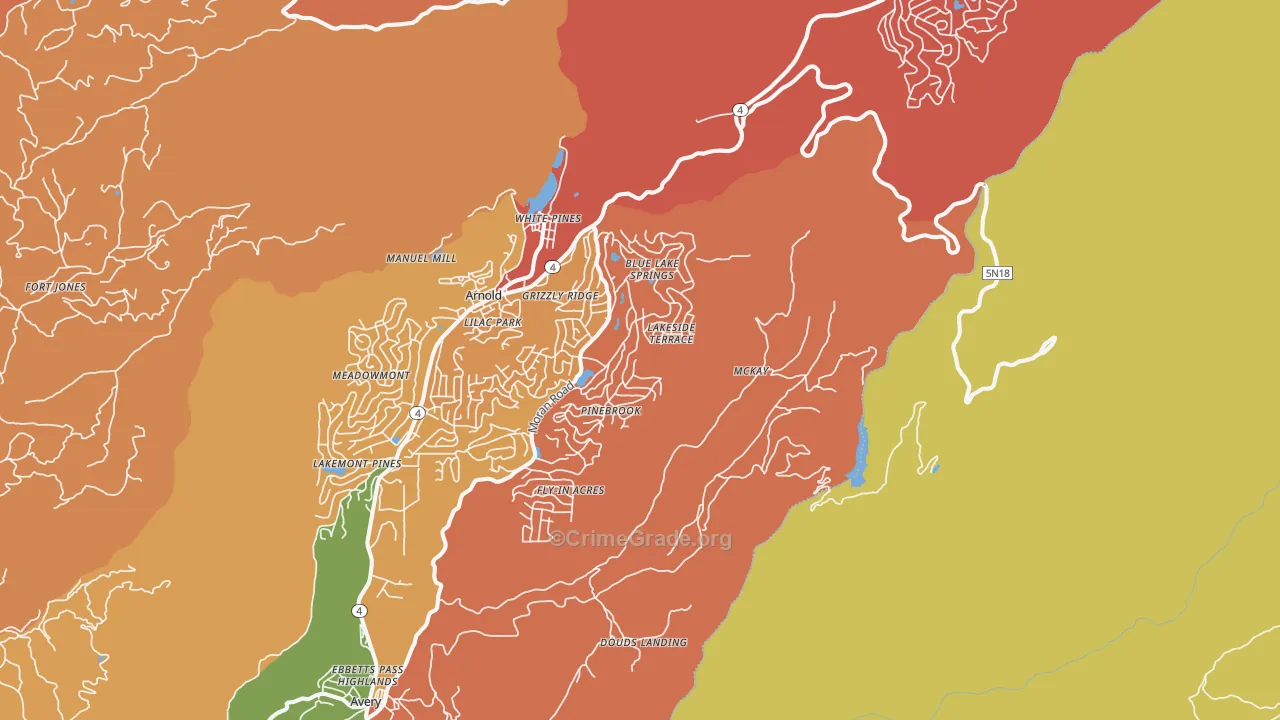 White Pines, CA Map of Arson Rates
