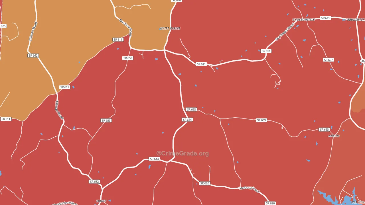 White Plains, VA Map of Arson Rates