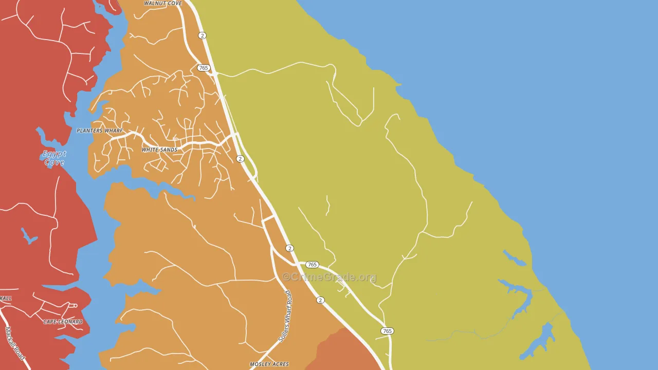 White Sands, MD Map of Arson Rates