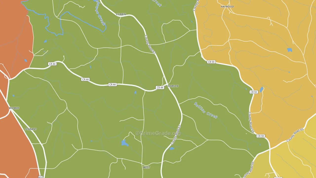 White Signboard Crossroad, AL Map of Arson Rates